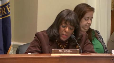 Rep. Terri Sewell delivering remarks during a subcommittee hearing.